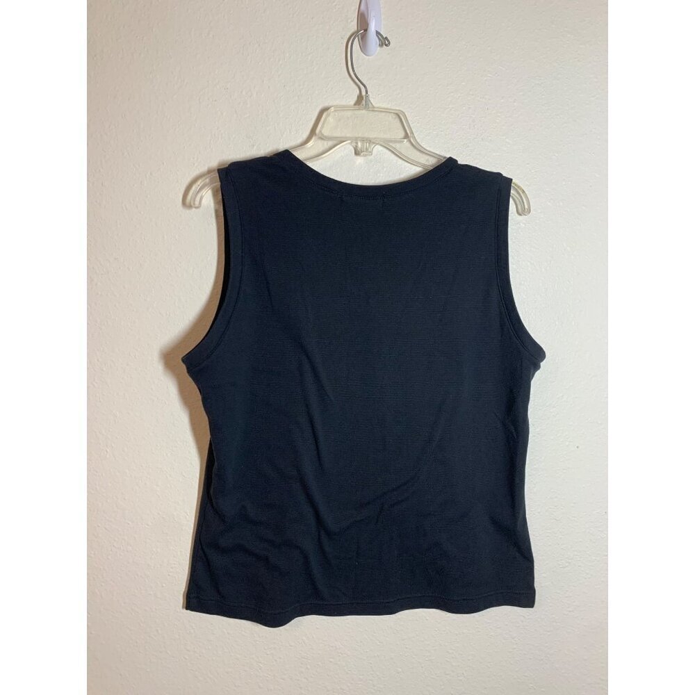 VTG Jou Jou Tank Top Solid Black Sleeveless Vneck Y2K Casual Shirt Women's Sz 2X - Picture 2 of 3